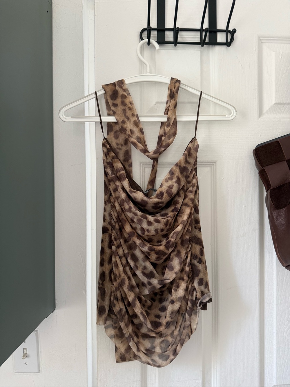 Leopard tube top with scarf attached